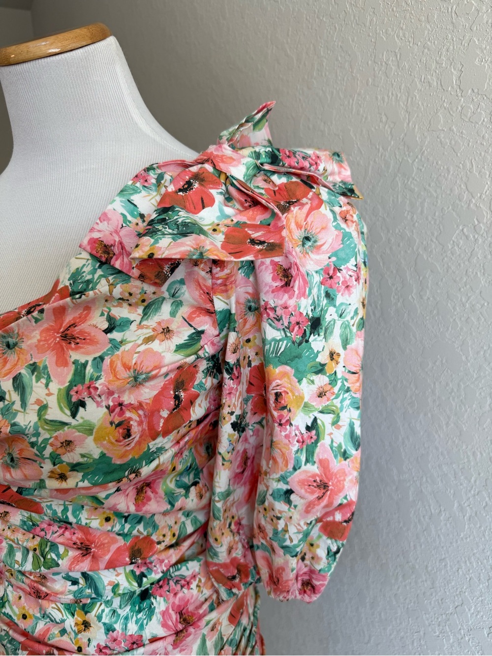 Zara One Sleeve Soft Girl Floral Dress - Picture 3 of 9